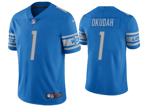 Men's Detroit Lions #1 Jeff Okudah Blue Vapor Untouchable Limited Stitched Jersey